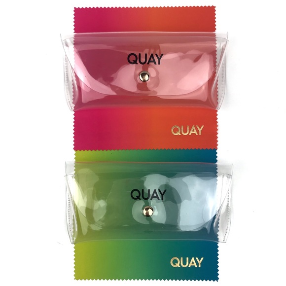 QUAY Real Me Sunglasses Pink Ombre Frame Brown Lenses Geometric Shape #160 NWT - Picture 10 of 11